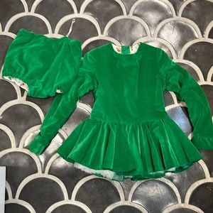 Vintage green velvet holiday mad Men style 1960’s skater dress handmade /briefs